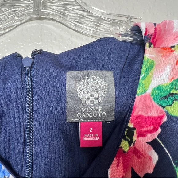Vince Camuto Floral Sleeveless Dress - Navy and Pink - Picture 3 of 7
